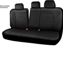 CAR PASS Leather Back Seat Cover, Universal Quilting Waterproof Bench Rear Seat Cover Universal car seat Cover Fit 95% Automotive Interior Covers for Cars Sedans SUVs (Rear,All Black)