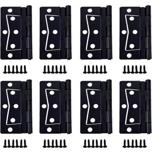 QCAA Heavy Non-Mortise Butterfly Hinge for Mobile Home/RV,3.5", Removable Loose Pin, Matte Black, 8 Pack, Made in Taiwan
