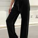 Sweetmoon Wide Leg Sweatpants Women Baggy Women's Tall Straight High Waisted Lounge Pants Workout Loose Lightweight Pockets (Black, M)