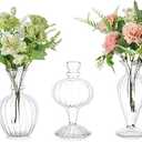 Clear Glass Bud Vases for Centerpieces: Glasseam Handmade Vintage Small Flower Vase Decor Set of 12 Cute Decorative Wedding Centerpiece for Dining Table Living Room Decoration