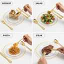 N9R 300pcs Gold Plastic Silverware Dinnerware Flatware- Heavyweight Plastic Cutlery Set, 100 Forks, 100 Spoons, 100 Knives, Gold Utensils for Party, Thanksgiving, Christmas