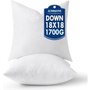 MIULEE 18x18 Pillow Inserts,Down Alternative Pack of 2 Decorative Throw Pillows for Sofa Couch Bed, Ultra Soft Fluffy Bed Sleeping Form