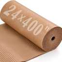 Corrugated Cardboard Roll, 24 x 400 Inches Single Face Brown cardboard Roll