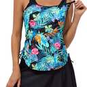 SEAFORM Women's Two-Piece Tankini Swimsuits Tummy Control Bathing Suits False Two-Piece Tankini Top with Swim Dress for Women (Green)