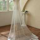 Chapel Length Sequin Lace Floral Wedding Bridal Veil with Comb