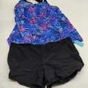 Yonique Two Piece Tankini Swimsuits for Women with Shorts Tummy Control Bathing Suits Athletic Swimwear (XX-Large, Blue Purple Leaves)