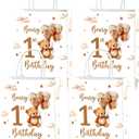 Roselush 16 Pcs Beary 1st Birthday Goodie Bag,Teddy Bear 1st Birthday Gift Snacks Treat Candy Party Favors Bags for Kids First Bday Party Decorations Supplies