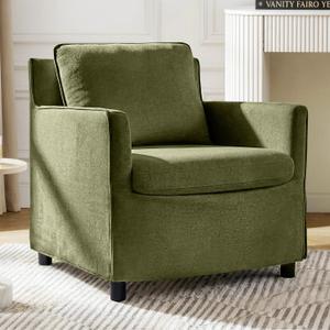 Upholstered Barrel Accent Chair, Modern Single Sofa with Washable Cover for Living Room, Bedroom,Reading Spaces,Office,Green