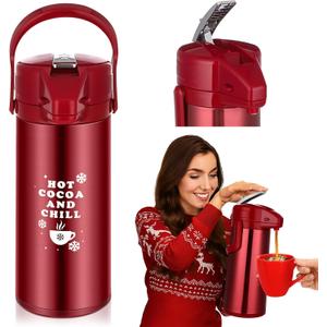 Vesici 84.55 oz Hot Chocolate Drink Dispenser with Pump Red Cocoa Drink Dispenser for Keeping Christmas Hot Cocoa Bar Supplies for Chocolate Party Favors Supplies