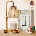Candle Warmer Lamp with Timer  Dimmable Wax Warmer for Vintage Room Decor, Height Adjustable Candle Lamp for Mom, Birthday Gifts for Women,House Warming Gifts for New Home Decor with 2 Bulbs (Gold)
