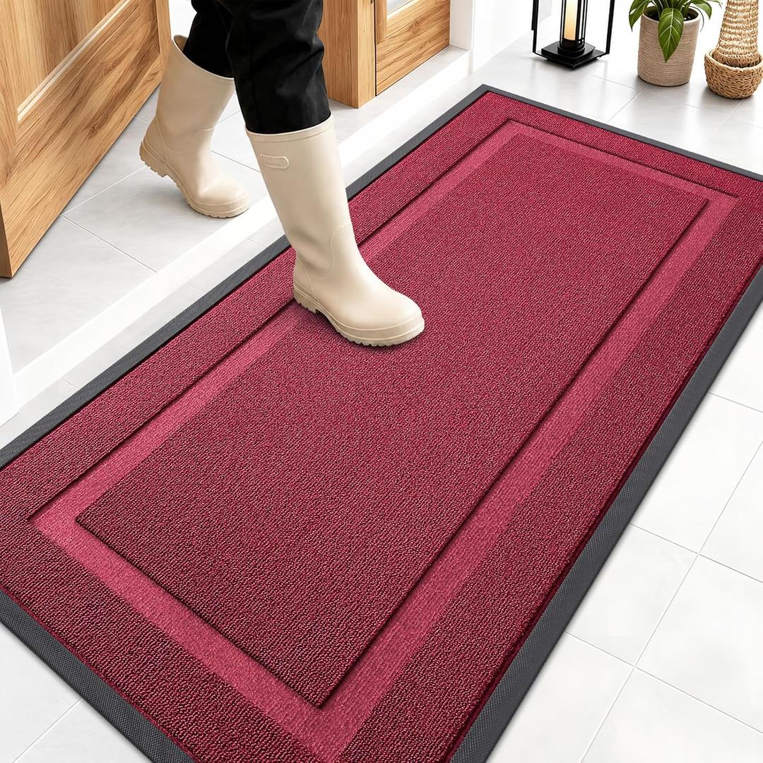 OLANLY Front Door Mat Outside 47x23, All-Season Heavy-Duty Rubber Doormat