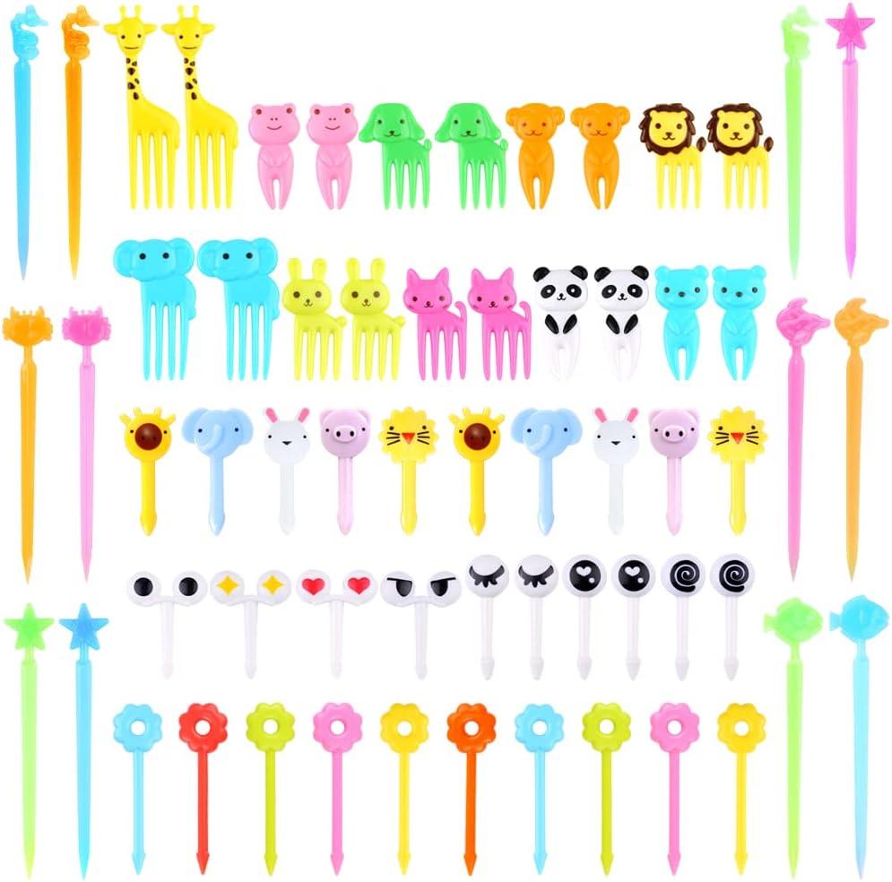 156PCS Animal Food Picks for Kids Bento Box Accessories, FATLODA Fun Kid Food Picks, Cute Fruit Toothpicks for Kids Lunch Accessories, Reusable Lunchbox Pick for Kid Toddler