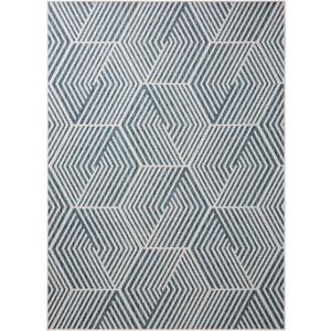 Nicole Miller New York Patio Country Ombre Geo Indoor Outdoor Area Rug, UV Fade Resistant, Low Pile, Navy Blue/Cream, 7'9"x10'2"