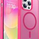 SPIDERCASE for iPhone 14 Pro Case, Magnetic Translucent Matte Case with 2PCS Tempered Glass Screen Protector Slim Phone Case for iPhone 14 Pro 6.1'', Hot Pink