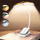 Glocusent Wingy Book Light, 48 LED Reading Light with Sleep Aid & Timer, 2-Switch, 5 Brightness & 3-Color Rechargeable Clip on Book Light for Reading in Bed at Night, Book Accessories for Book Lovers (White)