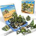 48pcs Mini Magnetic Tiles, Military Engineering Building Blocks Set in Iron Box, Portable STEM Army Travel Toys for Kids, Quiet On-the-Go Activities & Preschool Learning for Toddlers