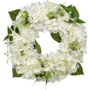 Briful Hydrangea Spring Wreaths for Front Door, 16.5'' White Hydrangea Artificial Door Wreaths for Home Mantle Wall Farmhouse Decor