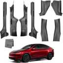 8PCS Door Sill Protector for Tesla Model Y Juniper Door Entry Guard Anti-Kick Full Protect Door Entry Cover for 2025-2026 New Model Y Juniper Interior Accessories(Carbon Fiber Pattern)