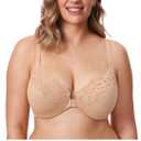 DELIMIRA Women's Front Closure Plus Size Full Coverage Lace Underwire Racerback size 46 B