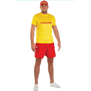 fun shack Mens Lifeguard Costume, Male Lifeguard Outfit, Beach Rescue Uniform for Men, Summer Swimwear Accessory XL
