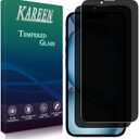 KAREEN 2 Pack Privacy Screen Protector for iPhone 14 Anti Spy Private Tempered Glass Film 6.1-Inch, 9H Hardness, Anti Scratch, Bubble Free, Case Friendly, Easy to Install (Black)