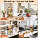 2 Tier Fruit Basket , Countertop Fruit Vegetable Bowl for Kitchen Counter Metal Wire Storage Basket Fruits Stand Holder Organizer for Bread Snack Veggies Produce（Black）