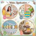 Yousoontic 8 Pcs Easter Egg Table Decor Wooden Nesting Chick Egg Signs Farmhouse Easter Tiered Tray Decor Colorful Polka Dot Stripe Eggs Tabletop Centerpiece Spring Decorations for Home Office Shelf