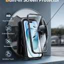 FNTCASE for iPhone 15 Case: for iPhone 14 Case & iPhone 13 Case [Built-in Screen Protector & Kickstand] [Military Grade Drop Protection] Heavy Duty Full Protective Shockproof TPU Phone Cover - Black