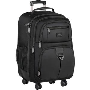 MATEIN 18 inch Roller Backpack, Extra Large Rolling Computer Bag with 4 Spinner Wheels, Sturdy Wheeled Carry On Backpack for Travel Work, Rolling Laptop Rucksack for Men Women