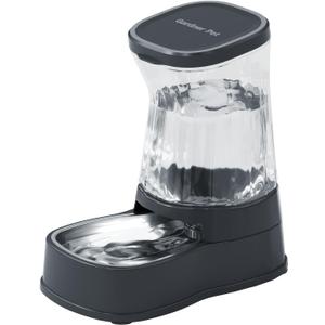 Gardner Pet Automatic Dog Water Dispenser Gravity Stainless Steel Water Waterer Feeder, 100% BPA-Free Large Capacity Water Feeding Bowls for Medium & Large-Sized Dogs,Cats, Other Pets -(2.1 Gallons) (Single (2.1 Gallon), Dark Grey)