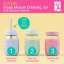 Elk and Friends 16 oz Mason Jar Cups with Straw Lids + Silicone Straws | Pint Glass Jars | Smoothie Cups | Drinking Glasses | Oats Container + Food Storage | 4 Pack