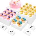 10 Large Buffet Risers with Mini Signs, Table Risers, Buffet Risers and Stands, Acrylic Cube Display Box Riser for Catering Party Buffet Table Food Display, Dessert, Cakes - White, Set of 4 Boxes