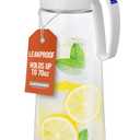 Lustroware QuickServe Airtight Pitcher - 2.1L (70oz), Heat Resistant, BPA-Free SAN Plastic, One Touch Open & Close, Space-Saving, Made in Japan - White