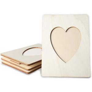 Bright Creations Heart Shaped Unfinished Wood Picture Frames for Crafts, 4 x 6 Photos (5.9 x 7.9 In) - 4 Pack