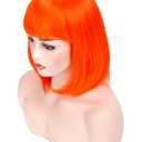 morvally Short Straight Bob Wig Heat Resistant Hair with Blunt Bangs Natural Looking Cosplay Costume Daily Wigs (12", Orange)