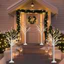 Zcdl Lighted Birch Tree Light, 4FT 5FT White Birch Tree with LED Lights, White Christmas Tree Outdoor, Warm White Prelit Tree for Indoor Home Party Wedding Holiday Outside Christmas Decorations