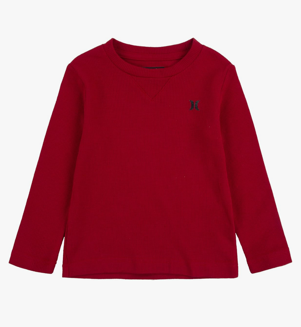 Hurley Boys Long Sleeve Waffle Knit Shirt, L