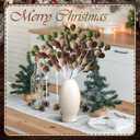 Janinka 12 Pieces 11.8 Inch Velvet Christmas Picks Green Brown and Linen Xmas Ball Picks Neutral Textured Tree Decoration Xmas Branches Hanging Decoration Wreath Home Office Party Ornament