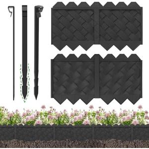 BLACKVINE 20Pcs 20ft (5'' Exposed Height) Plastic Landscape Edging Border,Flowerbed Garden Border Edging for Landscaping,Flower Bed Lawn Yard Edging Borders,Garden Edger Border Divider - 3D Weaving