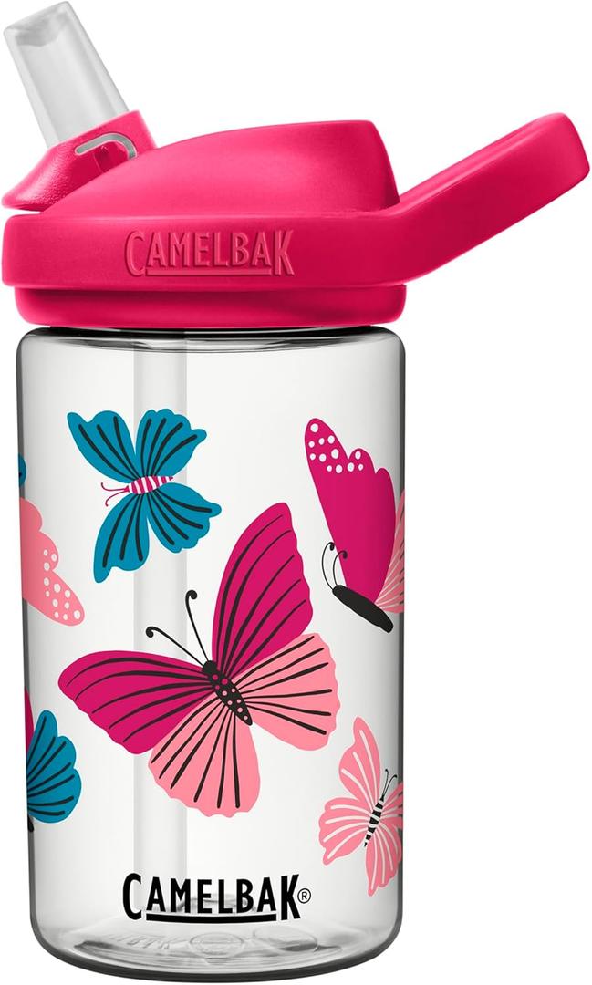 CamelBak Eddy+ Kids Bite Valve Straw Tritan  Water Bottle (Colorblock Butterflies)