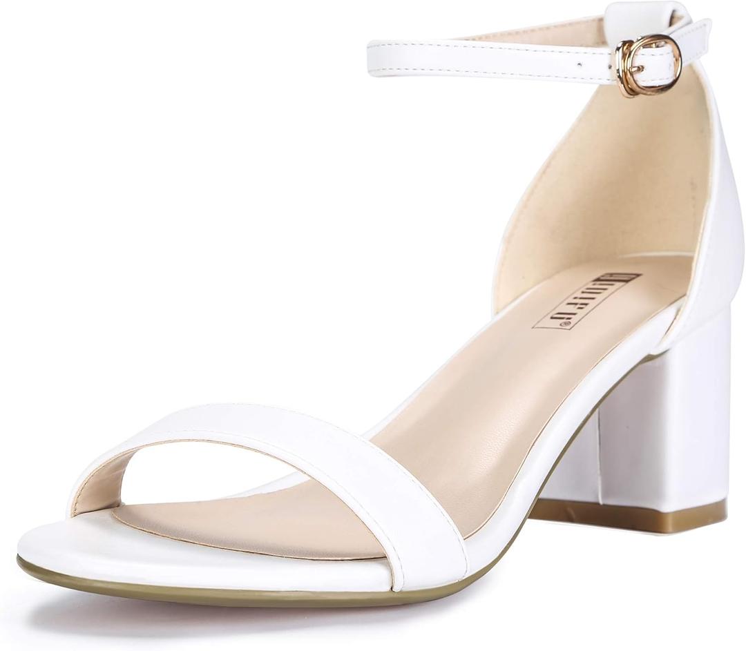 IDIFU Women's Cookie-LO Low Block Heels Chunky Sandals Ankle Strap Wedding Dress Pump Shoes (Size 9.5)