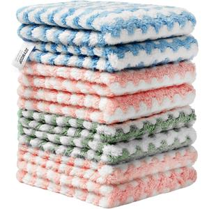 JOYMOOP Microfiber Cleaning Cloth, Mixed Color Towels with Edging, Medium-Small Size 8 Pack (9.8" x 11.8"), Absorbent Streak Free Lint Free Rags for Cleaning, Reusable and Washable Towels