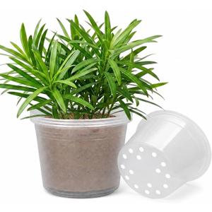 10 Inch Clear Nursery Pots with Drainage Holes, 4 Pack Flexible Large Plant Pots for Plants, Plastic Clear Nursery Pots for Seedling, Shrubs, Herbs, Flowers, Vegetables