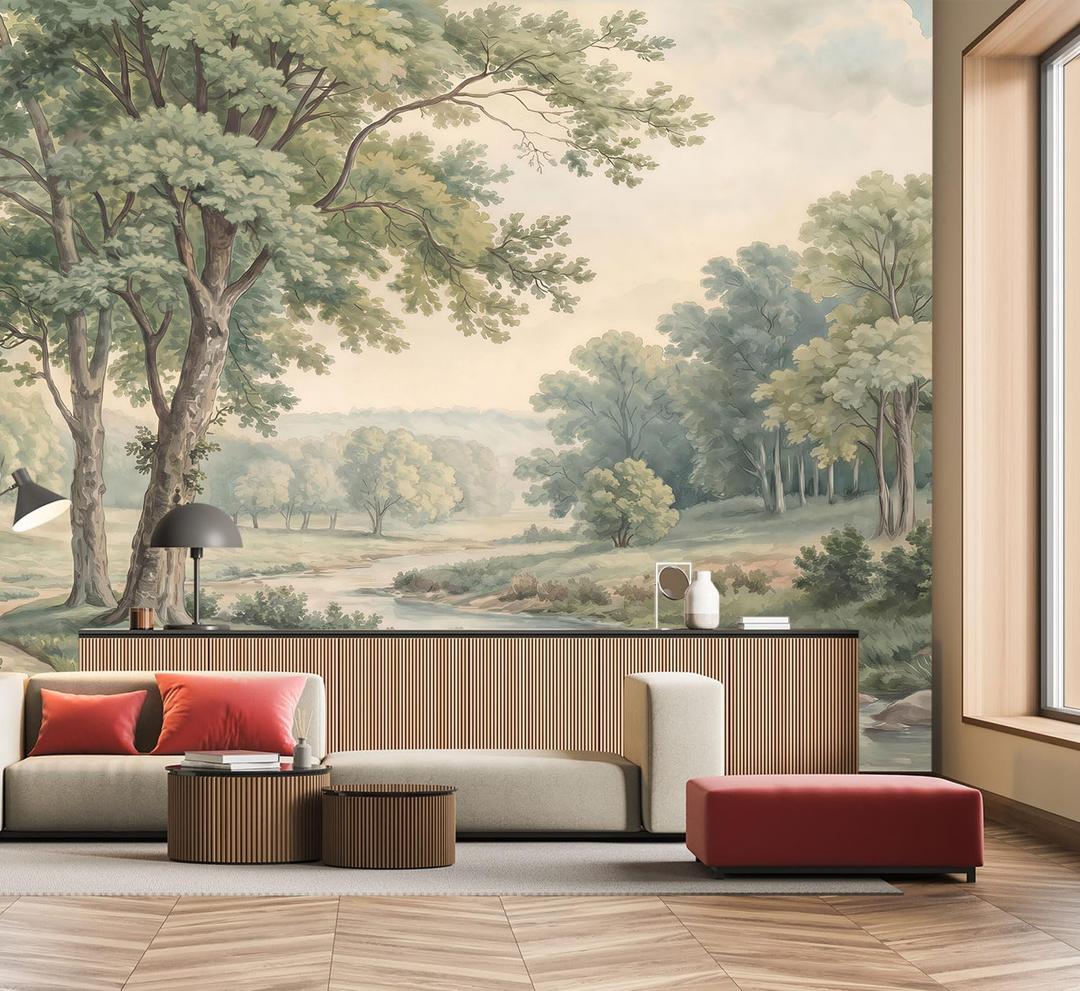 Vintage Forest Peel and Stick Wallpaper Mural for Bedroom 137"x100"