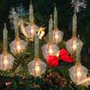 11Ft Golden Christmas Bubble Lights Set, Vintage Christmas Decorations with 8 Golden Glitter Lights (1 Spare), Bubble Lights UL Listed for Christmas Tree Holiday Party Outdoor Lighting Decor