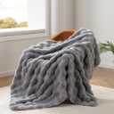 Berkshire Faux Fur & Velisse Reversible Throw - Ultra Soft Plush Blanket for Couch and Bed, Luxury Fluffy Sofa Decor, 50" x 60", Chateau Grey