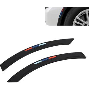 Ferianl 2PCS Car Wheel Tire Eyebrow Strips, Silicone Automotive Fender Flare Arch Lip Trim Strip, Curved Anti-Collision Wheel Arch Protectors for Most Vehicle (Black)