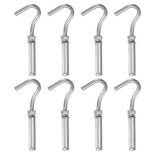 DEFANEX 8 Pcs M6 304 Stainless Steel Concrete Wall Hook Heavy Duty Expansion Bolt Standard Open Cup Hook Bolt for Indoor Outdoor Concrete Wall Brick Stone, Silver