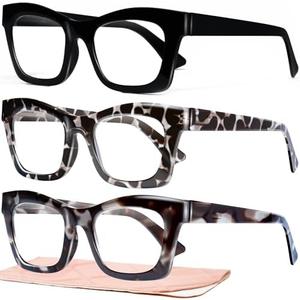 CCVOO Oprah Style Reading Glasses for Women, Eyeglasses, Blue Light Readers for Women, Computer Eye Glasses, Cheaters, Pack of 3, Smoky Safari, 2.5x