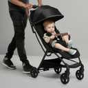 Jeep Altitude Compact Travel Stroller by Delta Children Greenguard Gold, Easy One Hand Fold, Lightweight, Extendable Canopy with Peek-a-Boo Window, Reclining Seat, 4 Wheel Suspension, Black